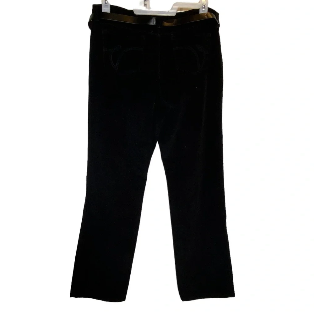 Gloria Vanderbilt size 14 Priscilla belted Black corduroy straight leg pants